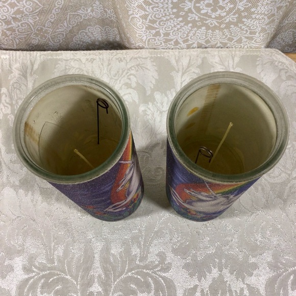 Vintage Unicorn Sugar Beaded Glass Pillar Candles - Set of 2 - Picture 6 of 7